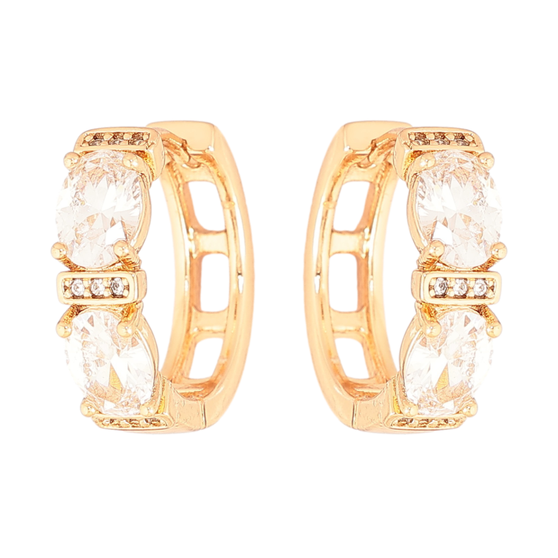 Серьги Xuping Позолота 18K колечки Узор с кристаллами фото №1