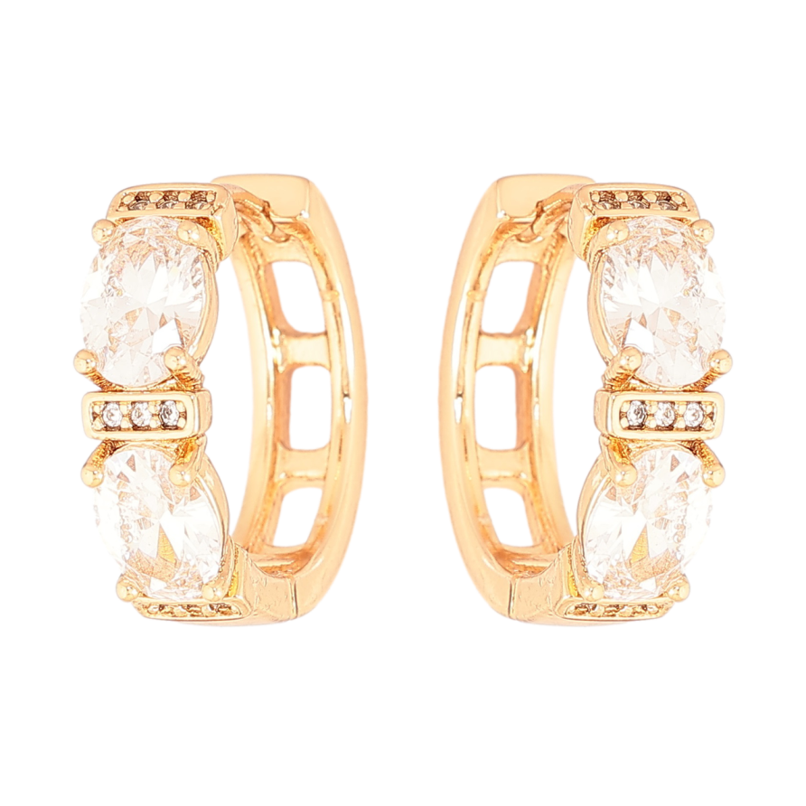 Сережки Xuping Позолота 18K колечка «Візерунок з кристалами» фото №1