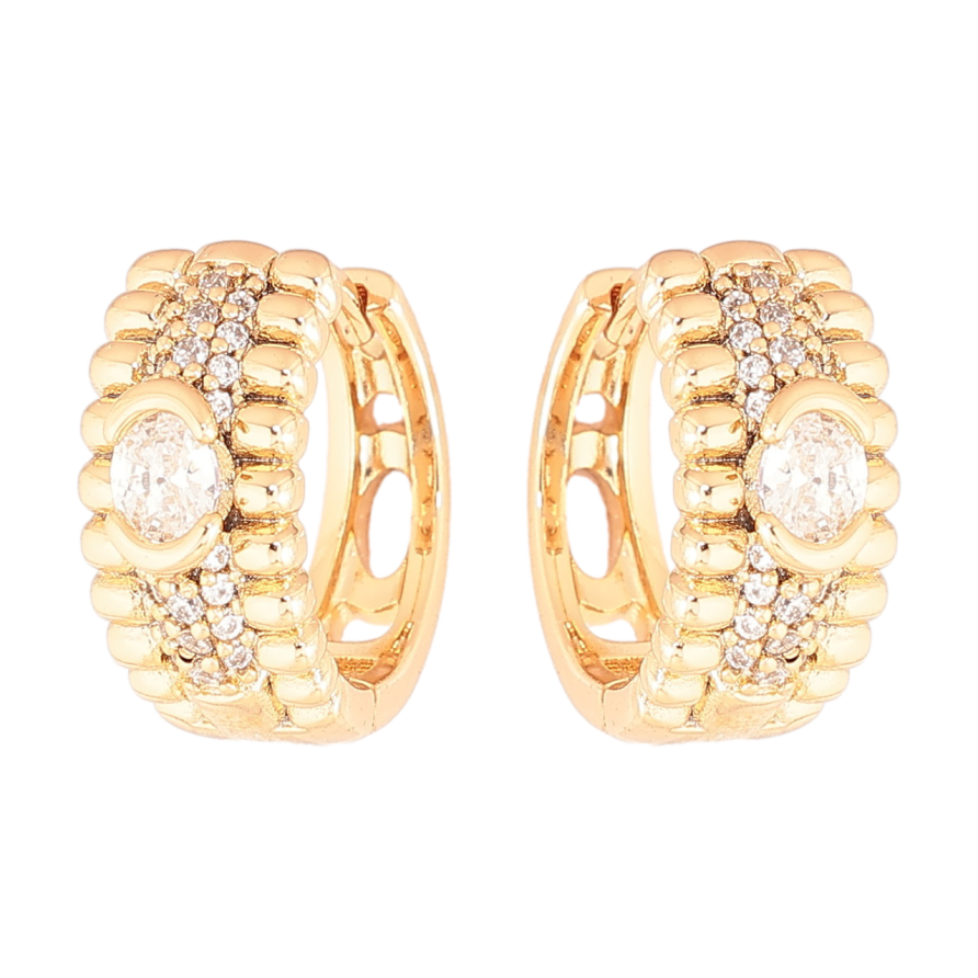 Сережки Xuping Позолота 18K колечка «Візерунок з кристалами» фото №1