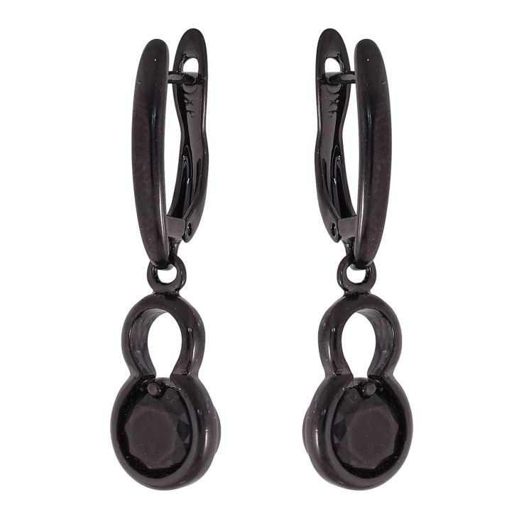 Сережки Xuping Позолота Black (чорне золото) англійський замок «Підвіски з чорними кристалами» фото №6 Сережки Xuping Позолота Black (чорне золото) англійський замок «Підвіски з чорними кристалами» фото №6