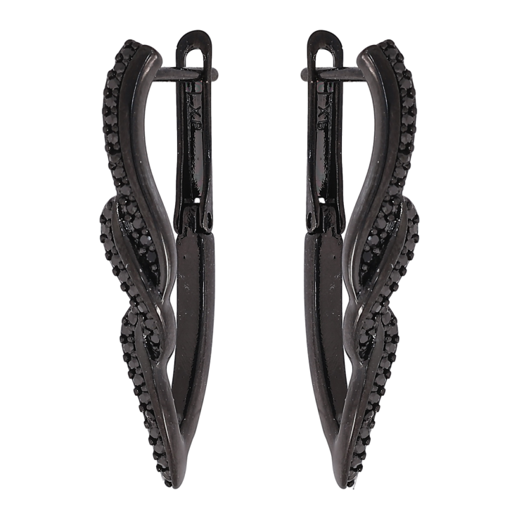 Сережки Xuping Позолота Black (чорне золото) англійський замок «Декоративний візерунок з чорними кристалами» фото №14 Сережки Xuping Позолота Black (чорне золото) англійський замок «Декоративний візерунок з чорними кристалами» фото №14