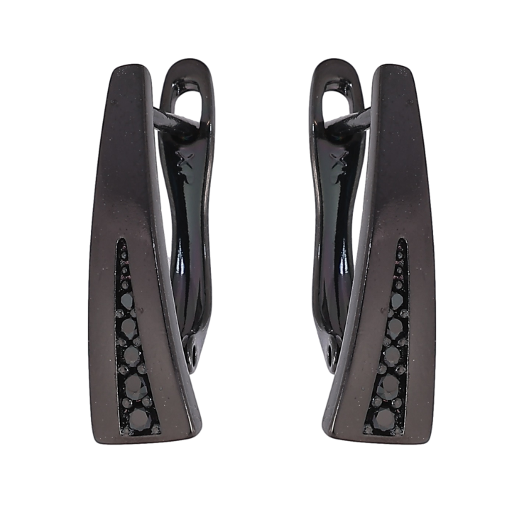 Сережки Xuping Позолота Black (чорне золото) англійський замок «Декоративний візерунок з чорними кристалами» фото №15 Сережки Xuping Позолота Black (чорне золото) англійський замок «Декоративний візерунок з чорними кристалами» фото №15