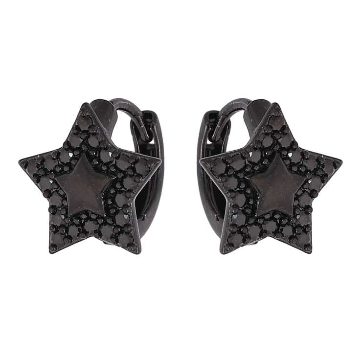 Сережки Xuping Позолота Black (чорне золото) колечка «Зірки з чорними кристалами» фото №11 Сережки Xuping Позолота Black (чорне золото) колечка «Зірки з чорними кристалами» фото №11