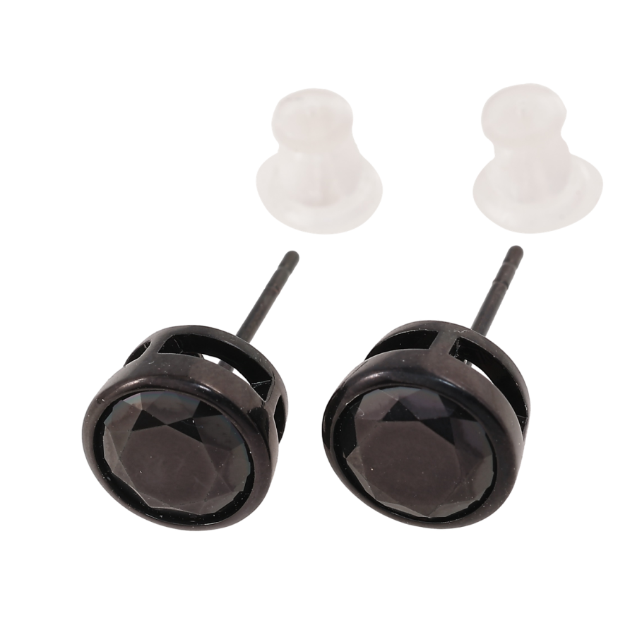 Сережки Xuping колір Black пусети «Кристали в обідковій оправі» ø 9мм фото №1