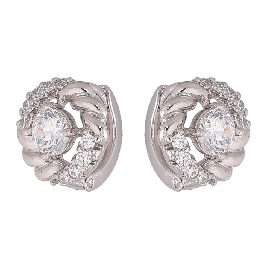 Серьги Xuping Родий колечки Узор с кристаллами фото №1 Серьги Xuping Родий колечки Узор с кристаллами фото №1