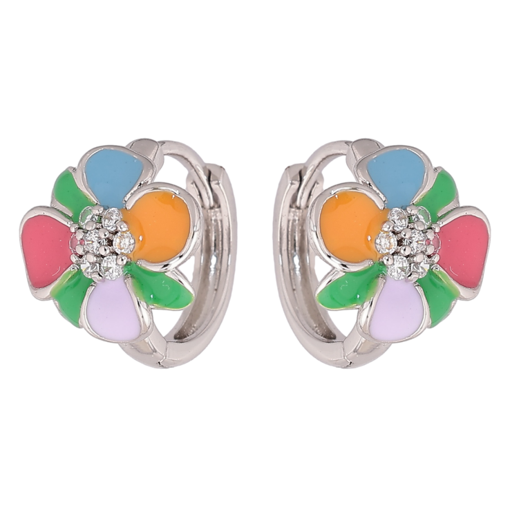 Серьги Xuping Родий колечки Цветочки с разноцветной эмалью фото №21 Серьги Xuping Родий колечки Цветочки с разноцветной эмалью фото №21