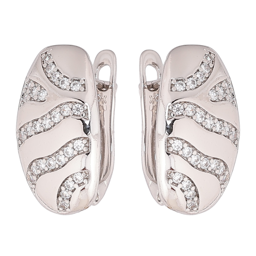 Сережки Xuping Родій англійський замок «Декоративний візерунок з кристалами» фото №1 Сережки Xuping Родій англійський замок «Декоративний візерунок з кристалами» фото №1