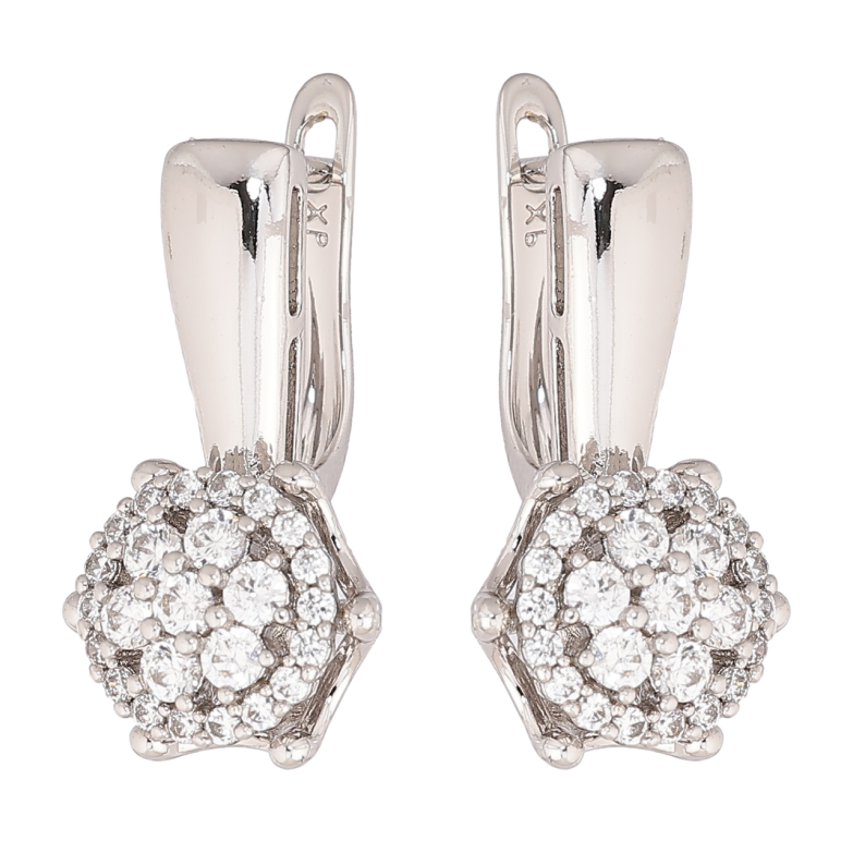 Серьги Xuping Родий английский замок Инкрустация кристаллами фото №1 Серьги Xuping Родий английский замок Инкрустация кристаллами фото №1