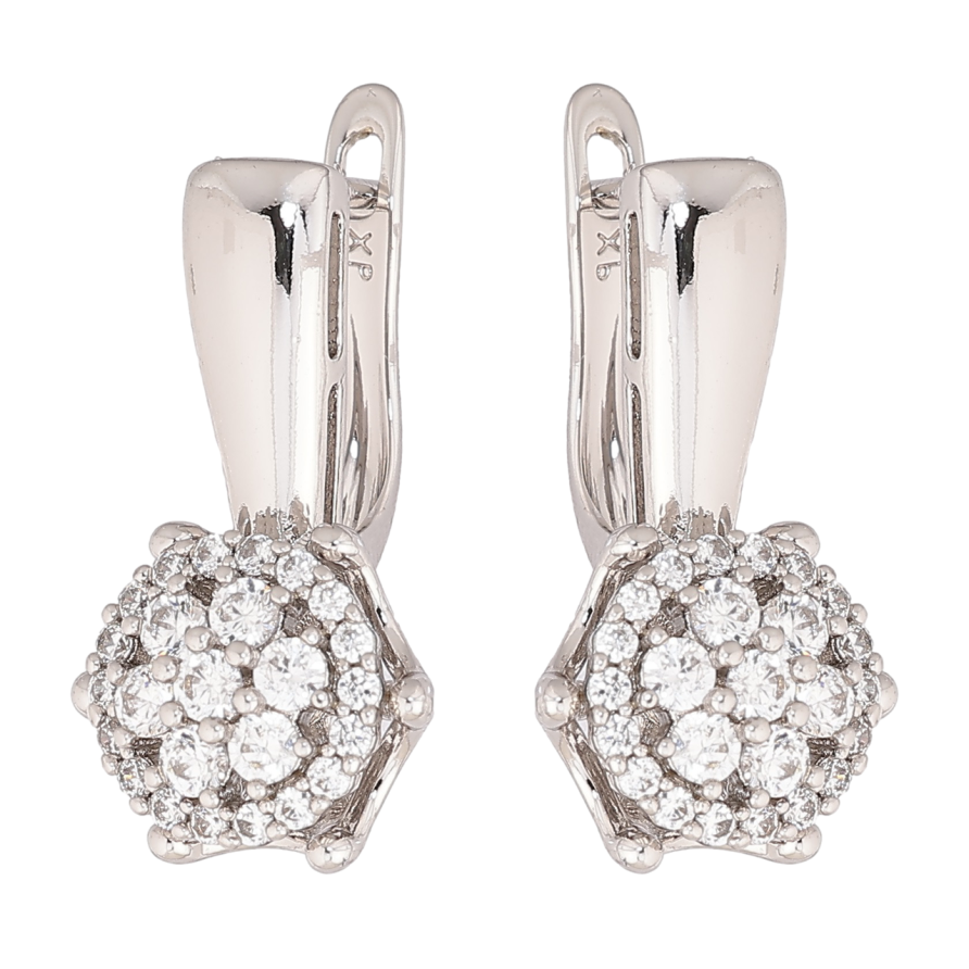 Серьги Xuping Родий английский замок Инкрустация кристаллами фото №1 Серьги Xuping Родий английский замок Инкрустация кристаллами фото №1