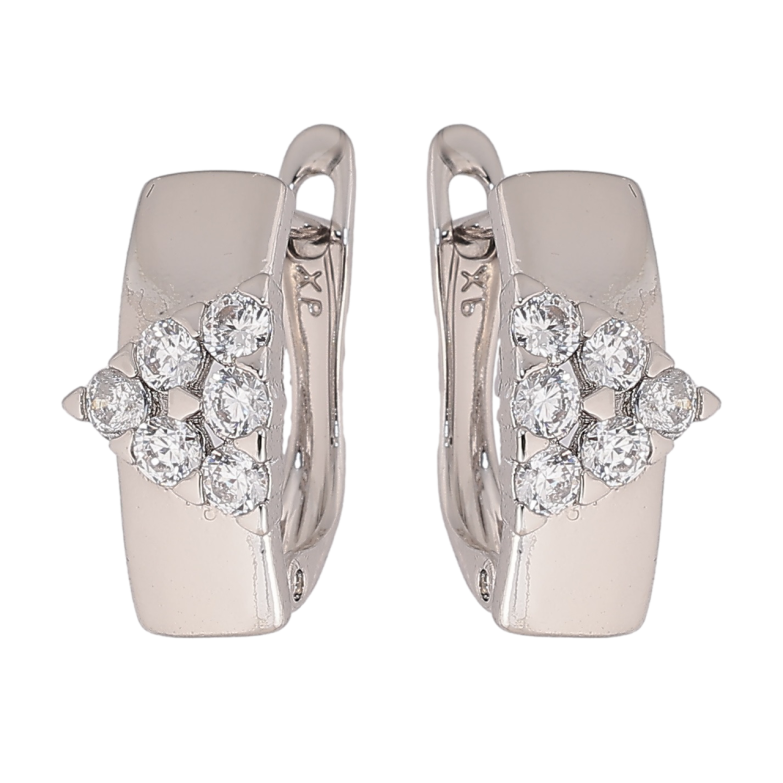 Серьги Xuping Родий английский замок Узор с кристаллами фото №1 Серьги Xuping Родий английский замок Узор с кристаллами фото №1