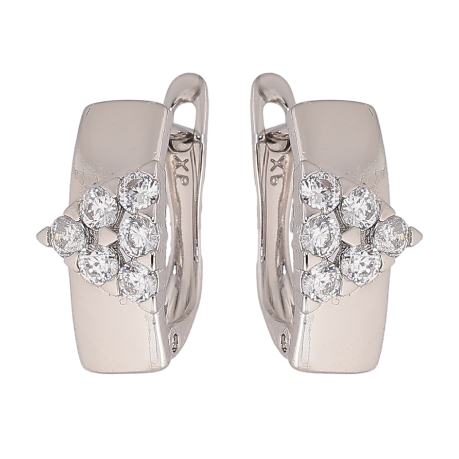 Серьги Xuping Родий английский замок Узор с кристаллами фото №1 Серьги Xuping Родий английский замок Узор с кристаллами фото №1