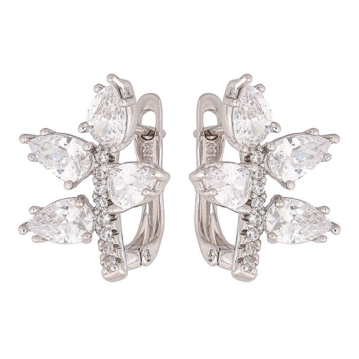 Серьги Xuping Родий английский замок Узор с кристаллами фото №5