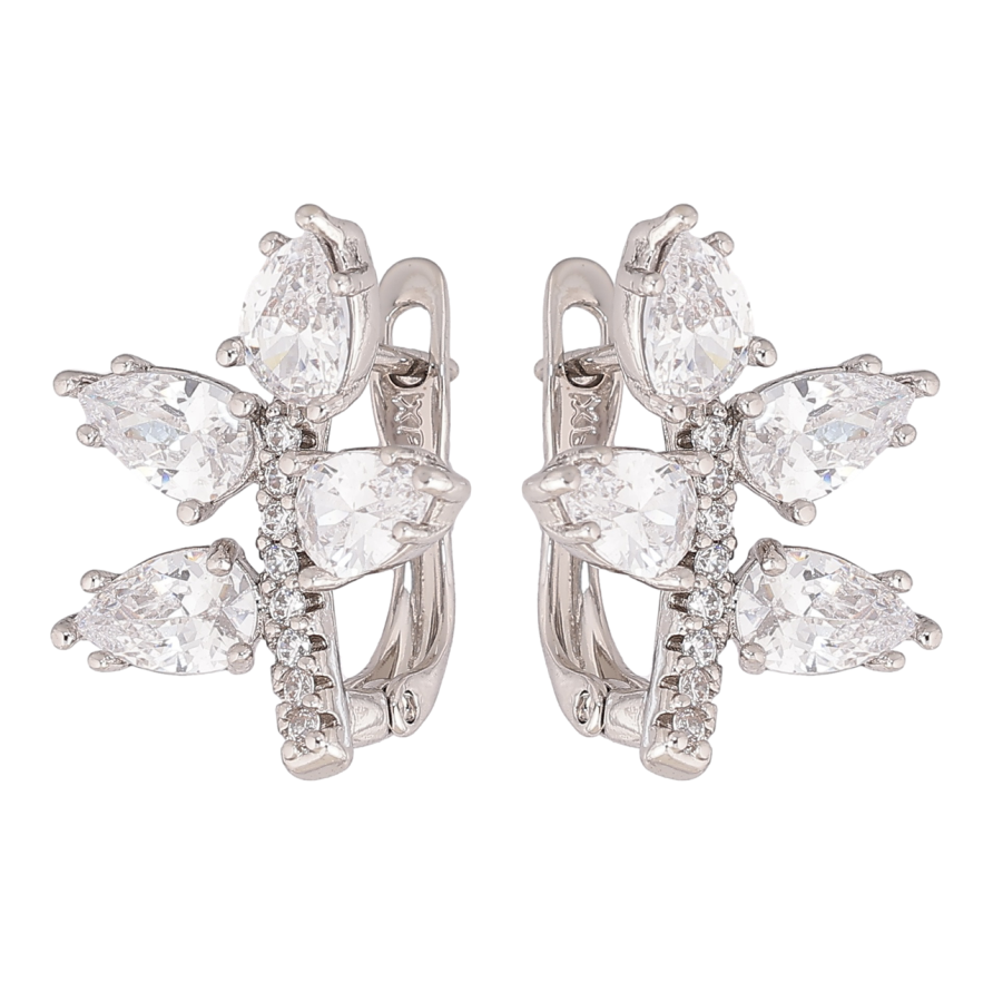 Серьги Xuping Родий английский замок Узор с кристаллами фото №1 Серьги Xuping Родий английский замок Узор с кристаллами фото №1