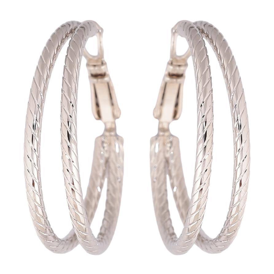 Серьги Xuping Родий кольца (конго) Двойные с узором ø 3см фото №1 Серьги Xuping Родий кольца (конго) Двойные с узором ø 3см фото №1