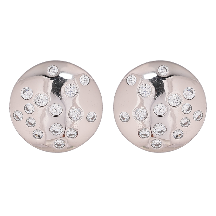 Серьги Xuping Родий пусеты Круги с россыпью кристаллов фото №5 Серьги Xuping Родий пусеты Круги с россыпью кристаллов фото №5