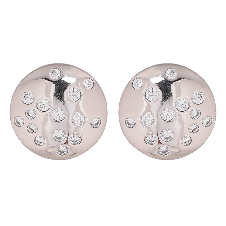 Серьги Xuping Родий пусеты Круги с россыпью кристаллов фото №1 Серьги Xuping Родий пусеты Круги с россыпью кристаллов фото №1