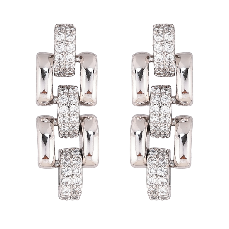 Сережки Xuping Родій пусети «Декоративний візерунок з кристалами» фото №1 Сережки Xuping Родій пусети «Декоративний візерунок з кристалами» фото №1