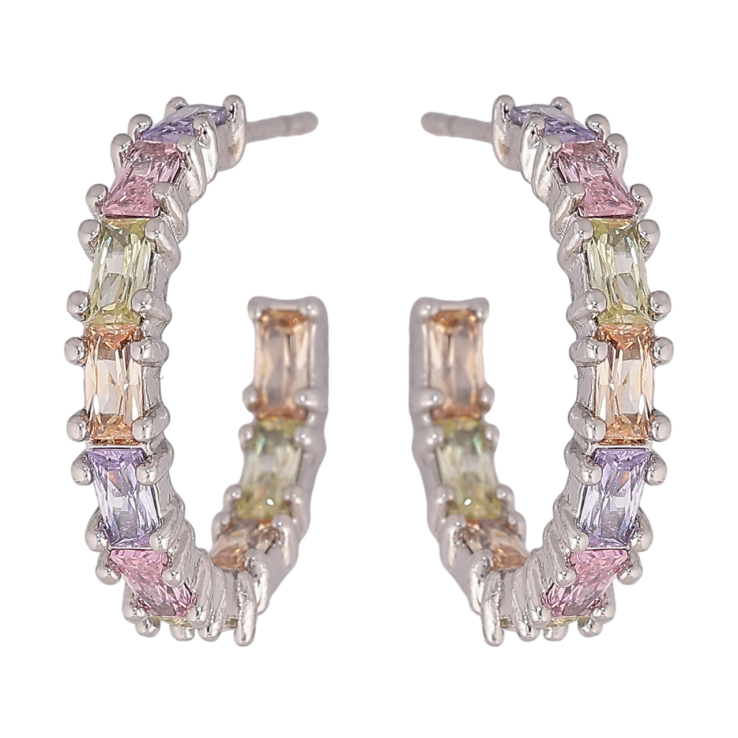 Серьги Xuping Родий пусеты Разноцветные дорожки кристаллов фото №3 Серьги Xuping Родий пусеты Разноцветные дорожки кристаллов фото №3