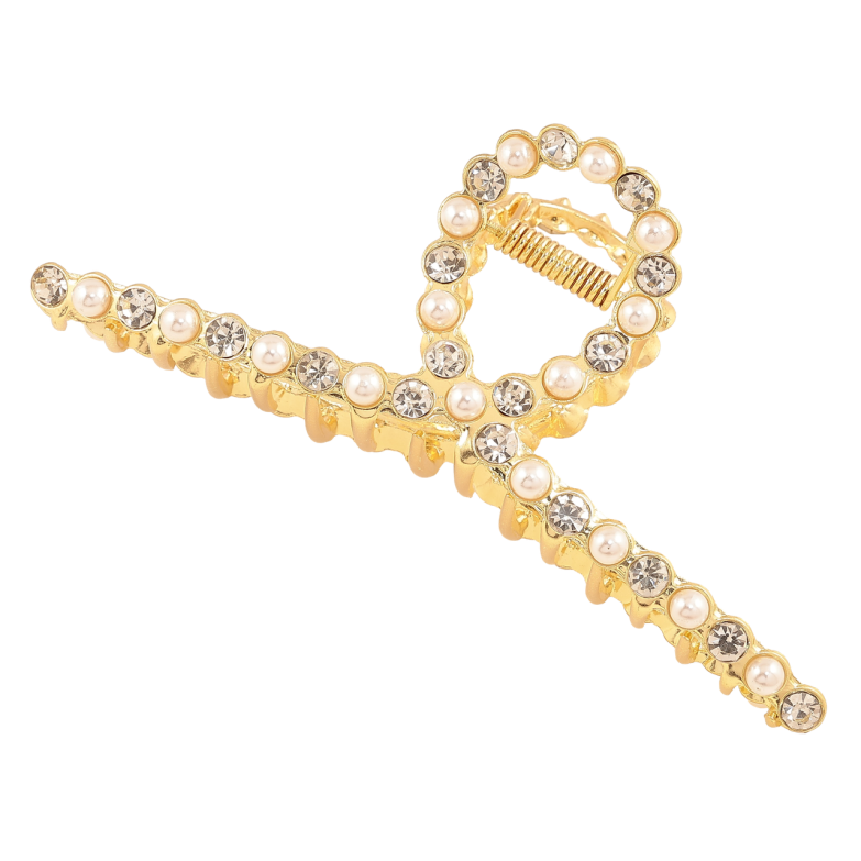 Краб металевий «Петелька з перлинами та стразами» довжина 11.5см фото №1 Краб металевий «Петелька з перлинами та стразами» довжина 11.5см фото №1