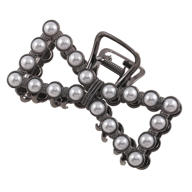 Краб металлический Бант с серыми жемчужинами длина 9см фото №3 Краб металлический Бант с серыми жемчужинами длина 9см фото №3
