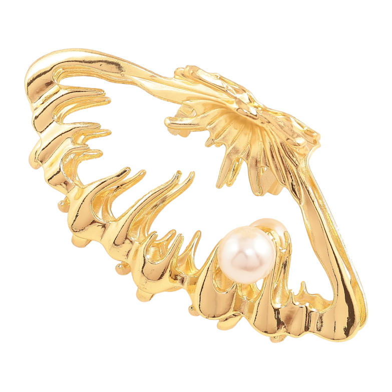 Краб металевий «Візерунок з перлиною» довжина 8.5см фото №1 Краб металевий «Візерунок з перлиною» довжина 8.5см фото №1