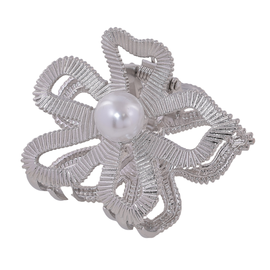 Краб металевий «Квітка з перлиною» довжина 6см фото №1 Краб металевий «Квітка з перлиною» довжина 6см фото №1