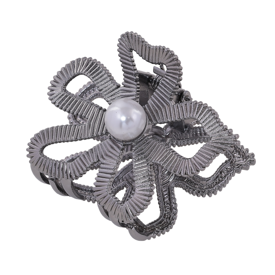 Краб металевий «Квітка з перлиною» довжина 6см фото №1 Краб металевий «Квітка з перлиною» довжина 6см фото №1