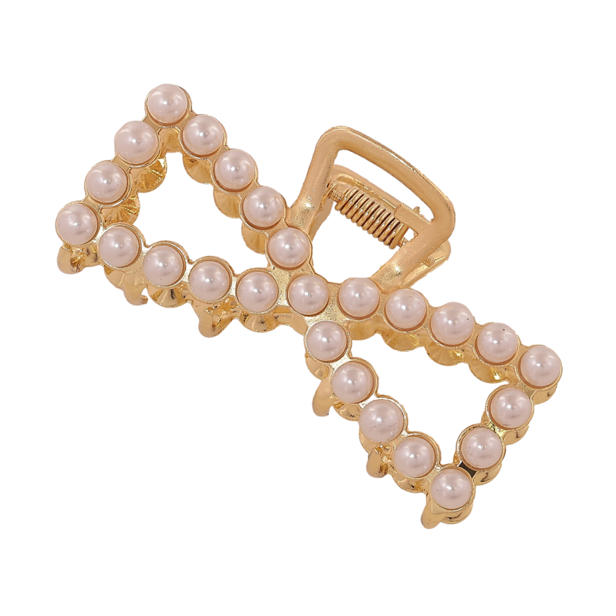 Краб металевий «Бант з перлинами» довжина 7см фото №1 Краб металевий «Бант з перлинами» довжина 7см фото №1