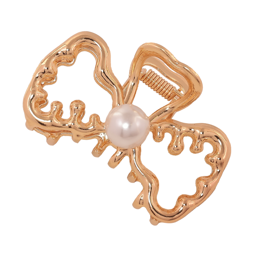 Краб металлический Бант с жемчужиной длина 6.5см фото №1