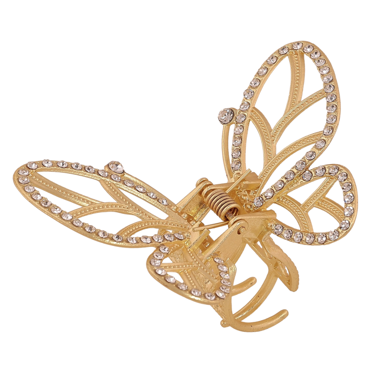 Краб металлический Бабочка со стразами, матовое покрытие длина 4х6.5см фото №1