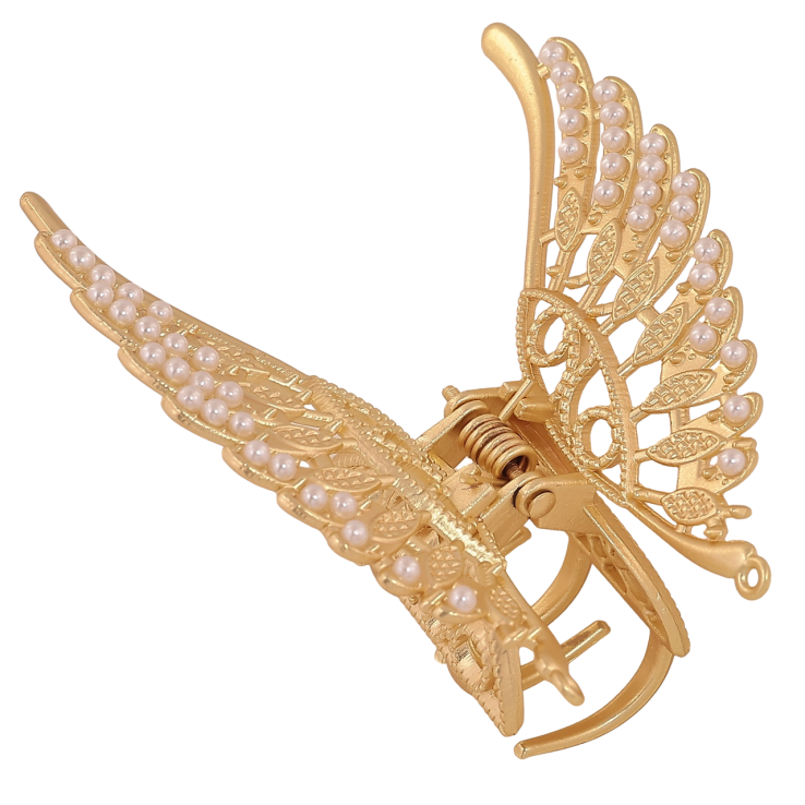 Краб металлический Бабочка с жемчужинками, матовое покрытие длина 5.5х7см фото №7 Краб металлический Бабочка с жемчужинками, матовое покрытие длина 5.5х7см фото №7