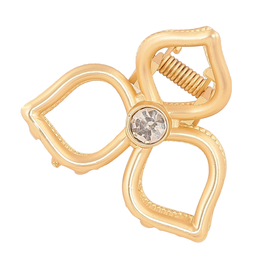 Краб металлический Цветок с кристаллом, матовое покрытие длина 4см фото №1 Краб металлический Цветок с кристаллом, матовое покрытие длина 4см фото №1