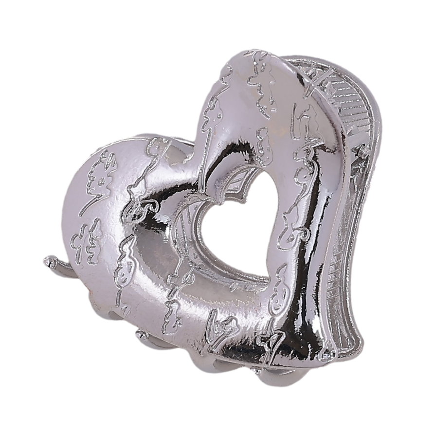 Краб металлический Сердечко с узором длина 3,5см фото №1