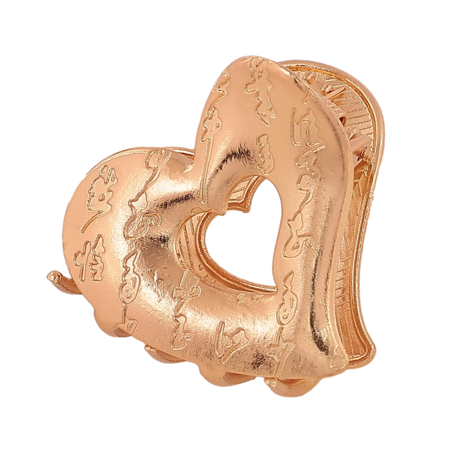 Краб металлический Сердечко с узором длина 3,5см фото №1