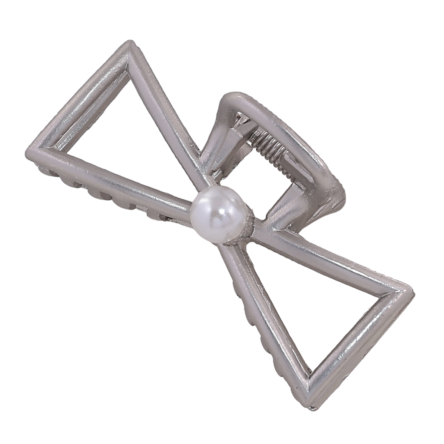 Краб металевий «Бант з перлиною, матове покриття» довжина 4,5см фото №1 Краб металевий «Бант з перлиною, матове покриття» довжина 4,5см фото №1