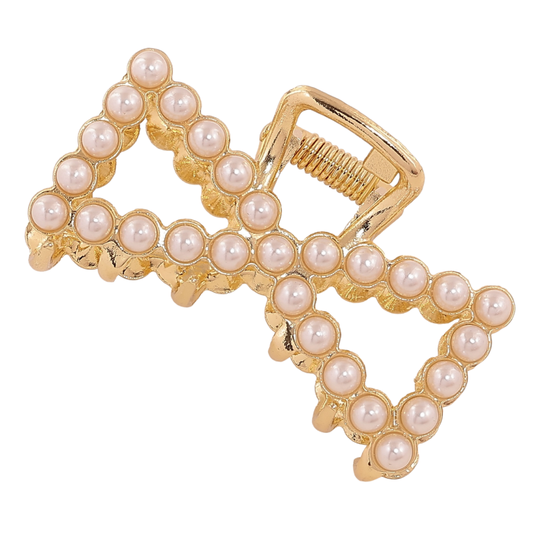 Краб металлический Бант с жемчужинами длина 5см фото №1 Краб металлический Бант с жемчужинами длина 5см фото №1