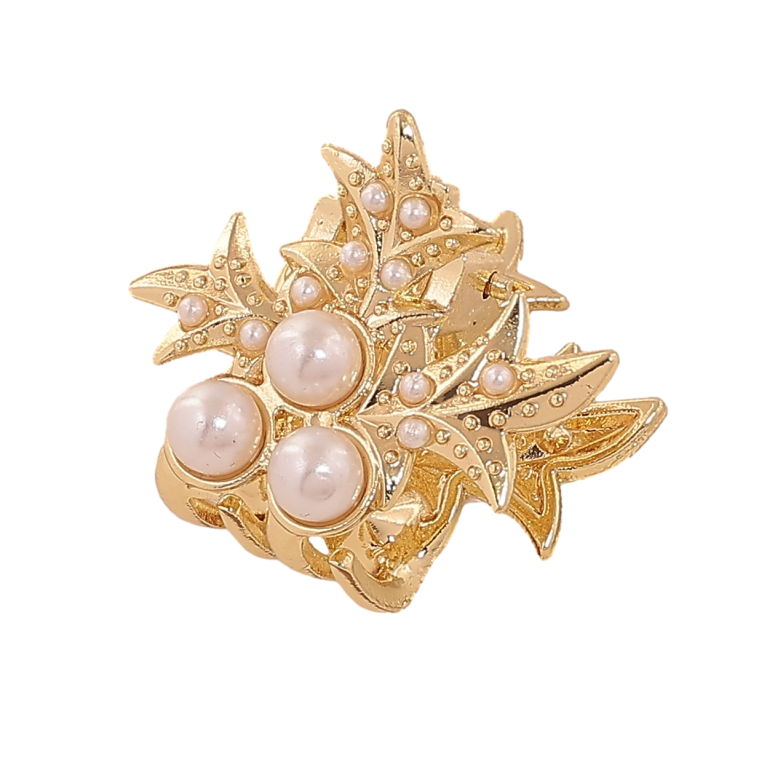 Краб металевий «Візерунок з перлинами» довжина 2,5см фото №1