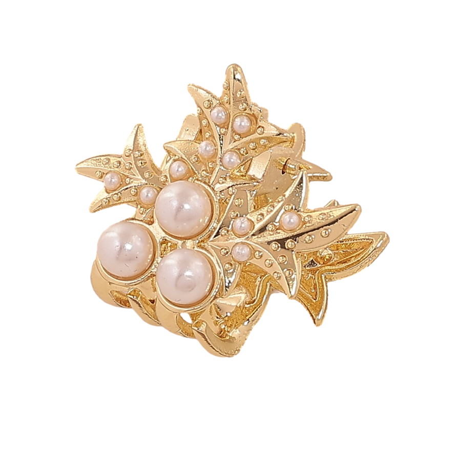 Краб металлический Узор с жемчужинами длина 2,5см фото №1