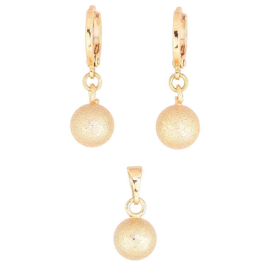 Набір Xuping Позолота 18K Сережки Кулон «Кульки з шагренью, ø 8мм» фото №1