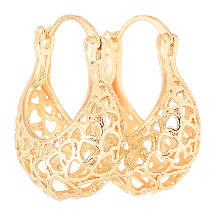 Сережки Xuping M&L Колір 18K замок-шпилька «Різьблений візерунок сердечка» ø 2,2см фото №19