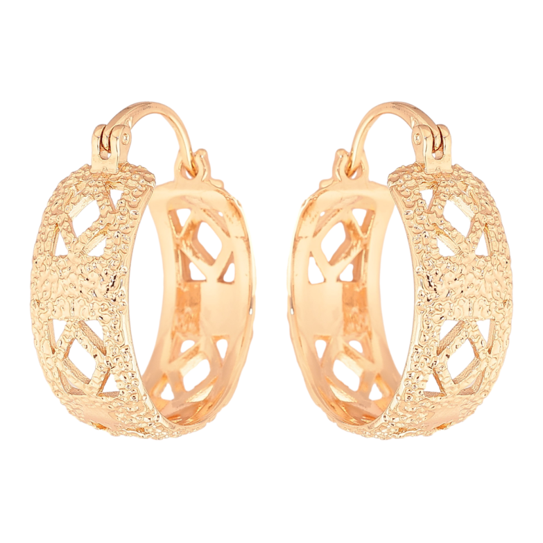 Сережки Xuping M&L Колір 18K замок-шпилька «Кільця з різьбленим візерунком» ø 2,2см фото №1