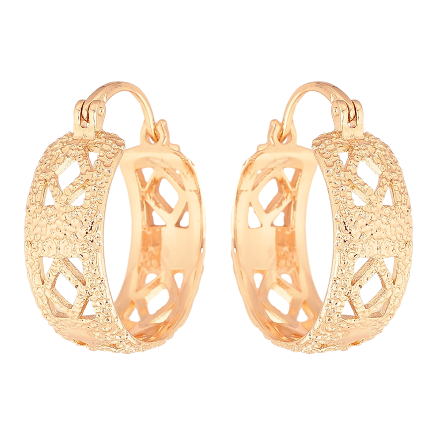 Серьги Xuping M&L Цвет 18K замок-булавка Кольца с резным узором ø 2,2см фото №1