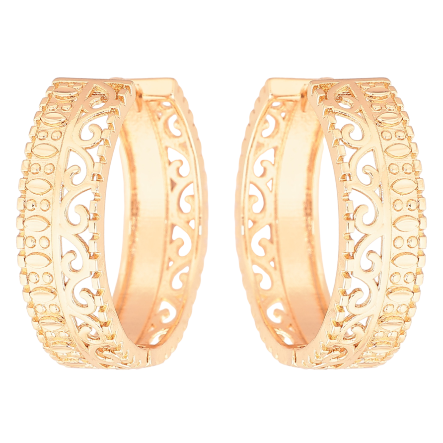 Серьги Xuping M&L Цвет 18K колечки Резной узор фото №1