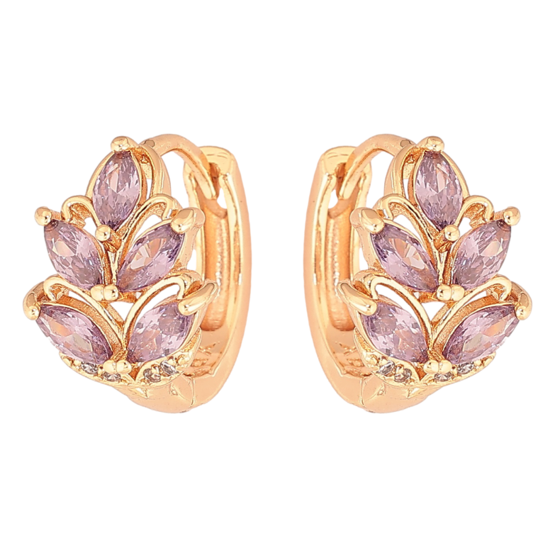 Сережки Xuping M&L Колір 18K колечка «Візерунок з бузковими кристалами» фото №1 Сережки Xuping M&L Колір 18K колечка «Візерунок з бузковими кристалами» фото №1