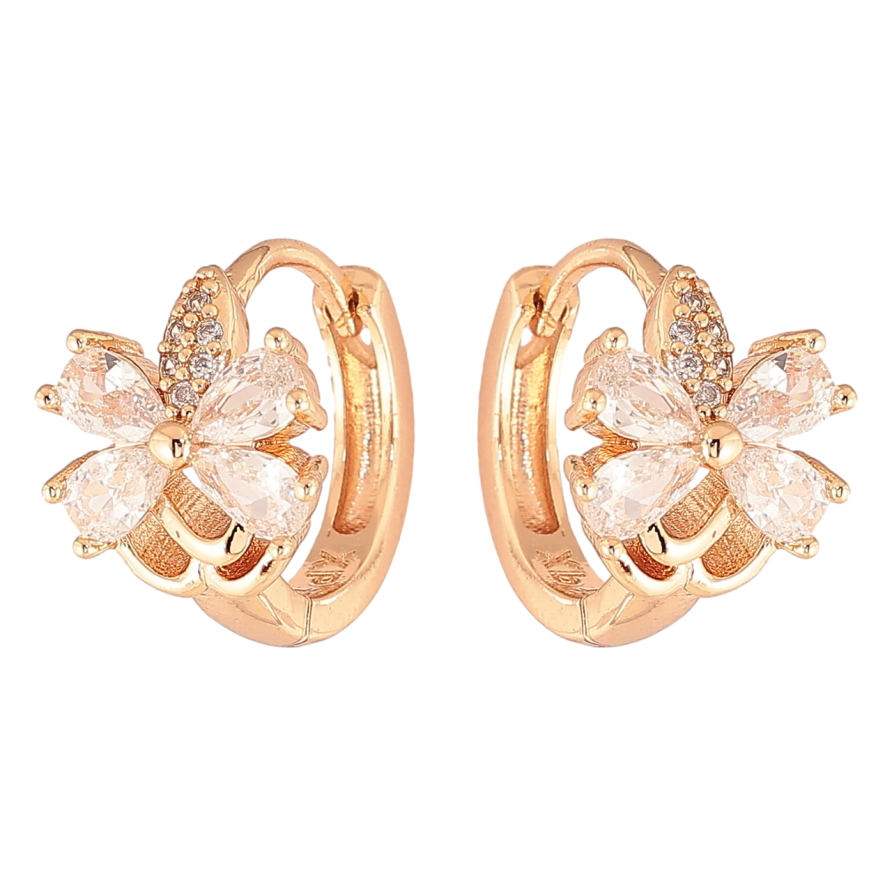 Сережки Xuping M&L Колір 18K колечка «Кристальні квіточки» фото №1