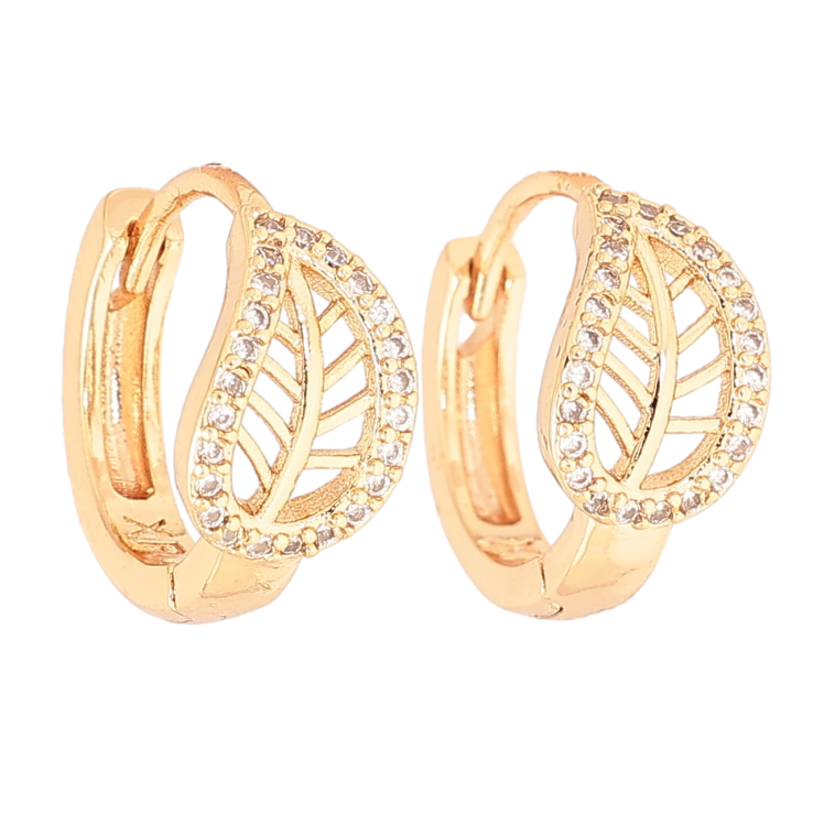 Серьги Xuping M&L Цвет 18K колечки Листики на одну сторону фото №19 Серьги Xuping M&L Цвет 18K колечки Листики на одну сторону фото №19