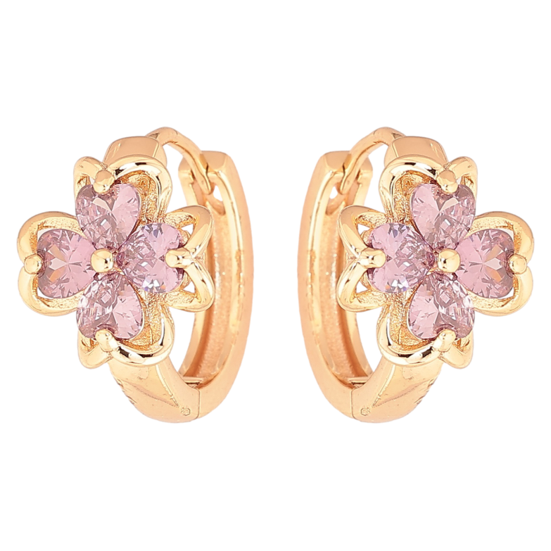 Сережки Xuping M&L Колір 18K колечка «Квіточки з бузковими кристалами» фото №1