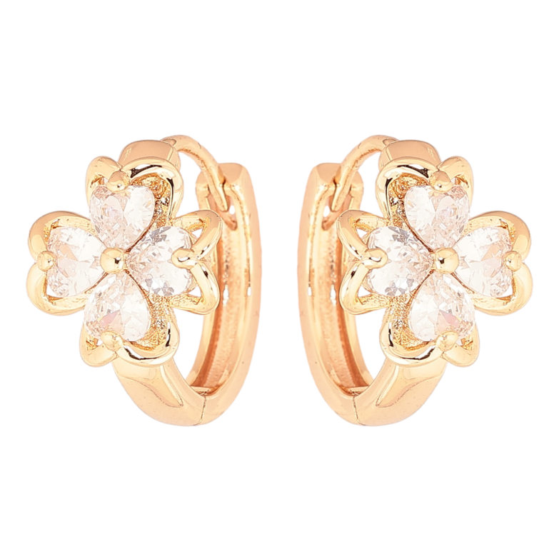 Серьги Xuping M&L Цвет 18K колечки Цветочки с кристаллами фото №1