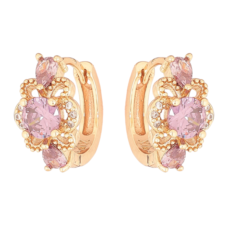 Сережки Xuping M&L Колір 18K колечка «Квіточки з бузковими кристалами» фото №5