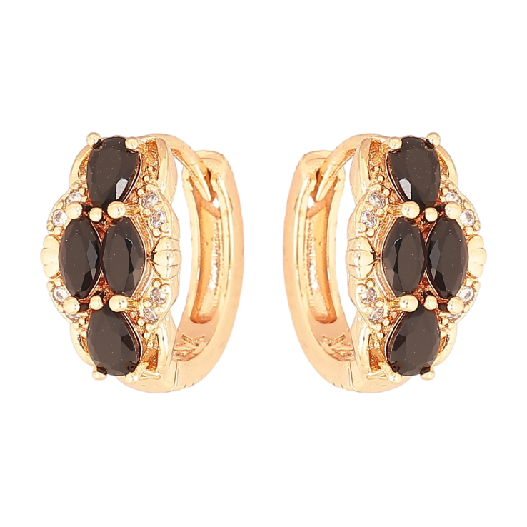 Серьги Xuping M&L Цвет 18K колечки Узор с черными кристаллами фото №22